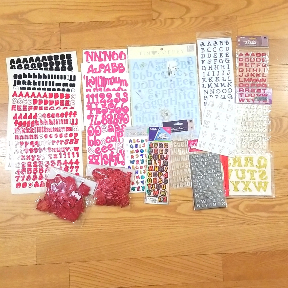 Lot of Letter and Number Stickers Scrapbooking